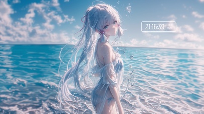 雪墨壁纸丨神里绫华丨夏日海滩丨