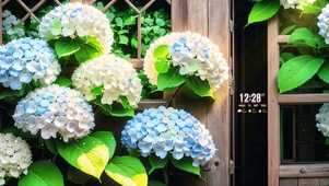 4k窗前绣球花