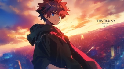 唯美夕阳城市男孩