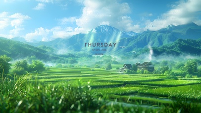 清新绿色乡村田野	