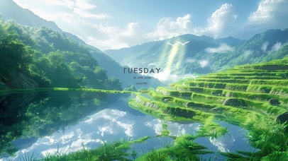 4K护眼阳光梯田 