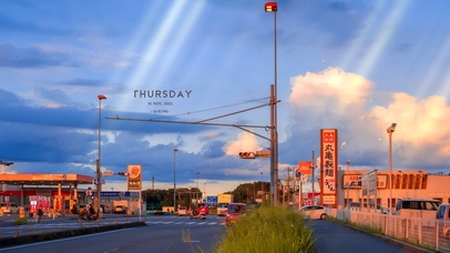 治愈黄昏城市街景