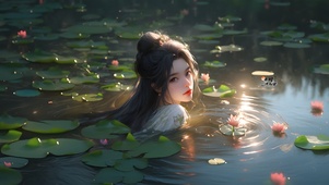 荷塘国风美女