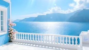 治愈护眼~夏日海边的蓝房子