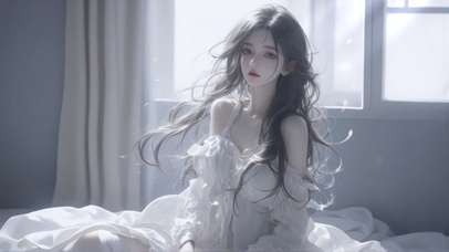 晨曦中的惺忪少女