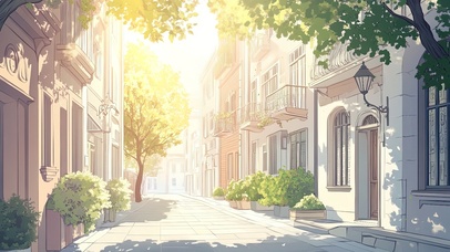 夏日静谧城市街道