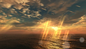 夕阳，云朵，与海