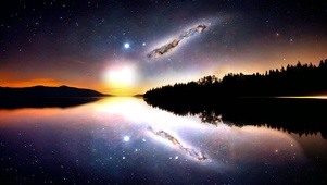 宇宙星河风景湖泊