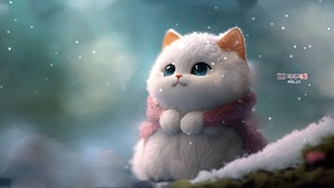呆萌可爱的雪人猫咪