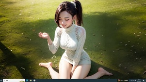 AI绘画 清纯草坪毛衣美少女