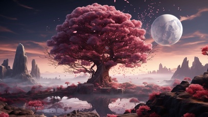 4K梦幻之树-粉色仙境