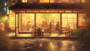 夜晚日式店铺