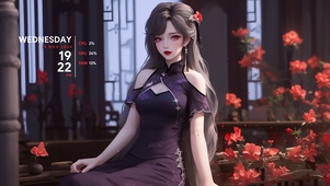 国风红唇旗袍美女