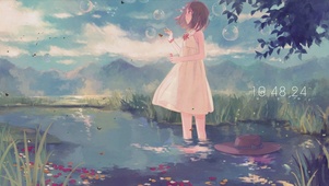 吹泡泡女孩