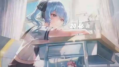 窗边的蓝发少女