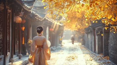 古镇里的悠然秋日