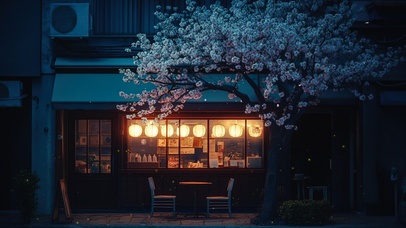 安静的夜晚小店