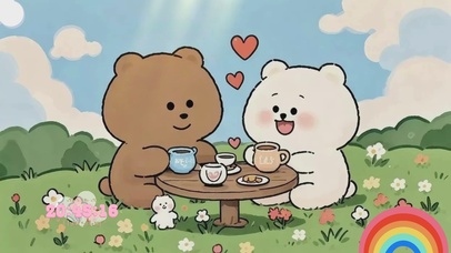 可爱温馨治愈两只小熊