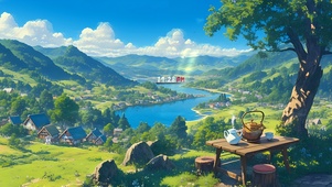 饮茶观山 