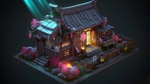 月光下的小屋