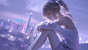 雨夜天台少女