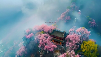 山顶的樱花古寺