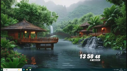 护眼绿景树木河流桌面主题