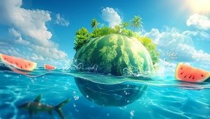 夏日海中西瓜