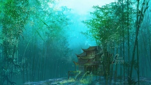 4K 烟雨竹林小屋