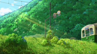 4K唯美治愈动漫山下列车