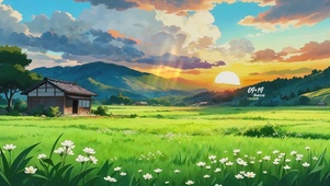 4K治愈黄昏花海