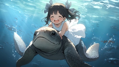 爱骑乌龟的女孩