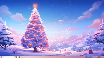 唯美雪中圣诞树