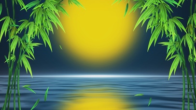 荷塘月色竹林竹叶飘散