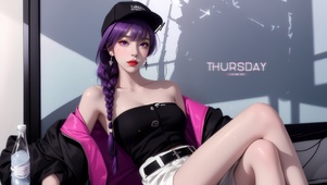 紫发长腿女生