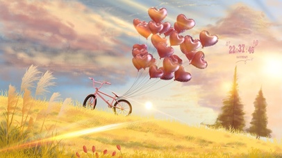 唯美秋天空中气球