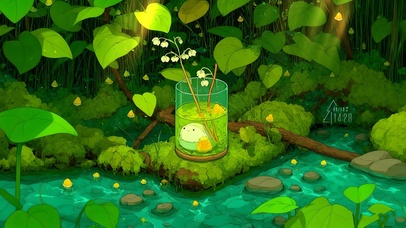 森林玻璃杯小团子