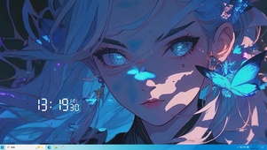 长发蓝发女孩主题