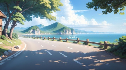 4K唯美夏日公路海景