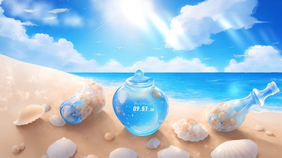 4K浪漫蓝色海边