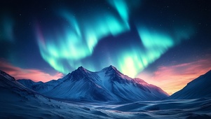 雪山繁星极光