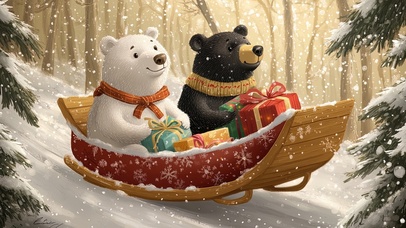 欢乐圣诞雪橇小熊