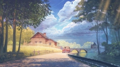 蓝天绿色护眼景色