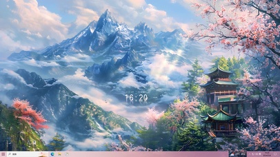 云雾青山樱花落