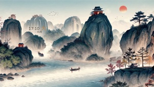 国风山水墨画