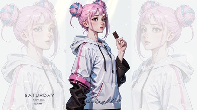 4K性感丸子头Ai动漫美女