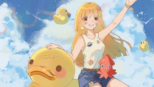 4K夏日小黄鸭可爱少女