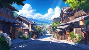 清新夏日小镇风景