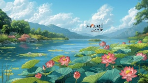 护眼 夏日荷塘