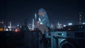雨夜天台少女